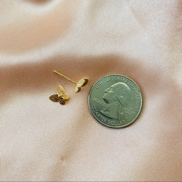 💙14K Gold Butterfly Stud Mini Earrings - Picture 6 of 8